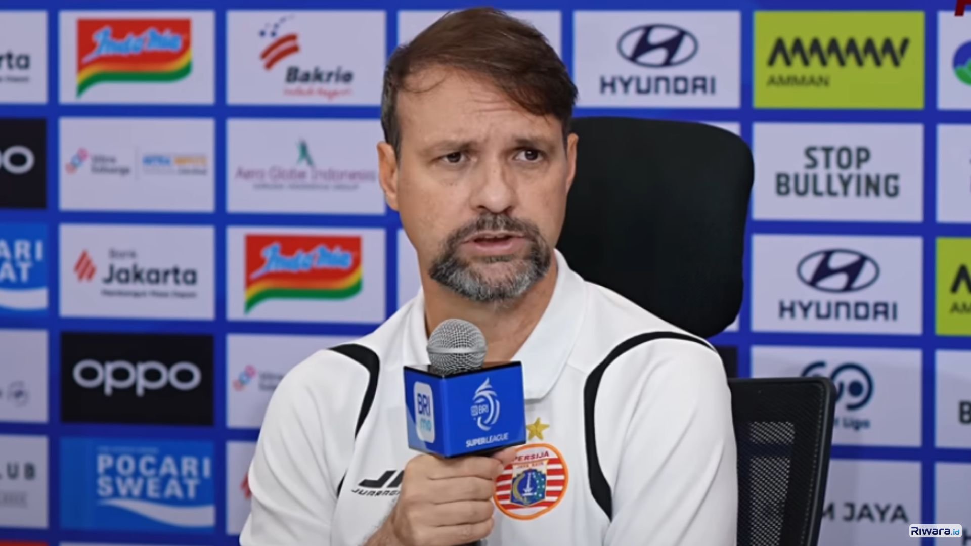 Mauricio Souza saat jumpa Pers di Jakarta International Stadium (JIS), Jakarta Utara, Selasa, 3 Maret 2026